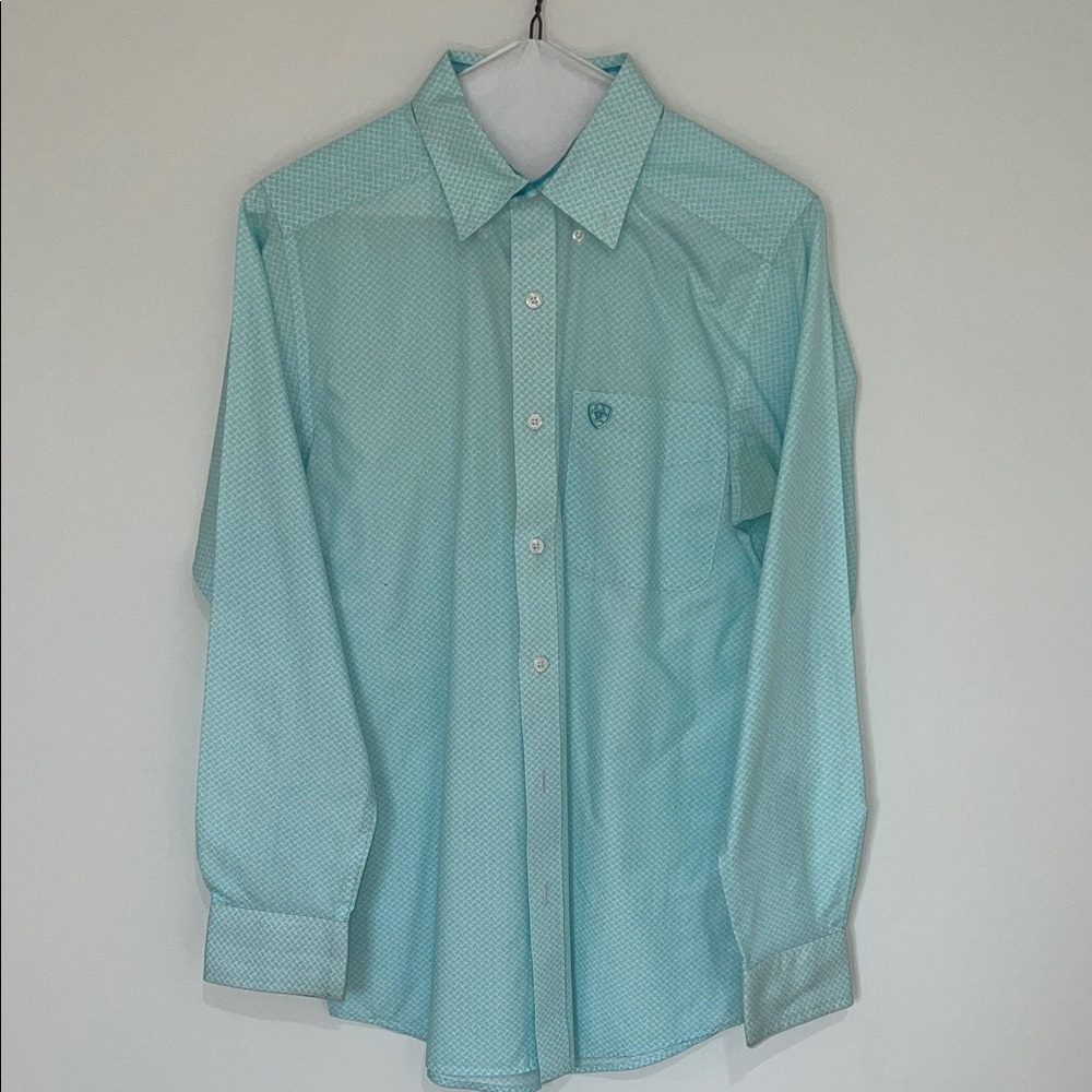 Ariat Light Aqua Micro-Pattern Dress Shirt